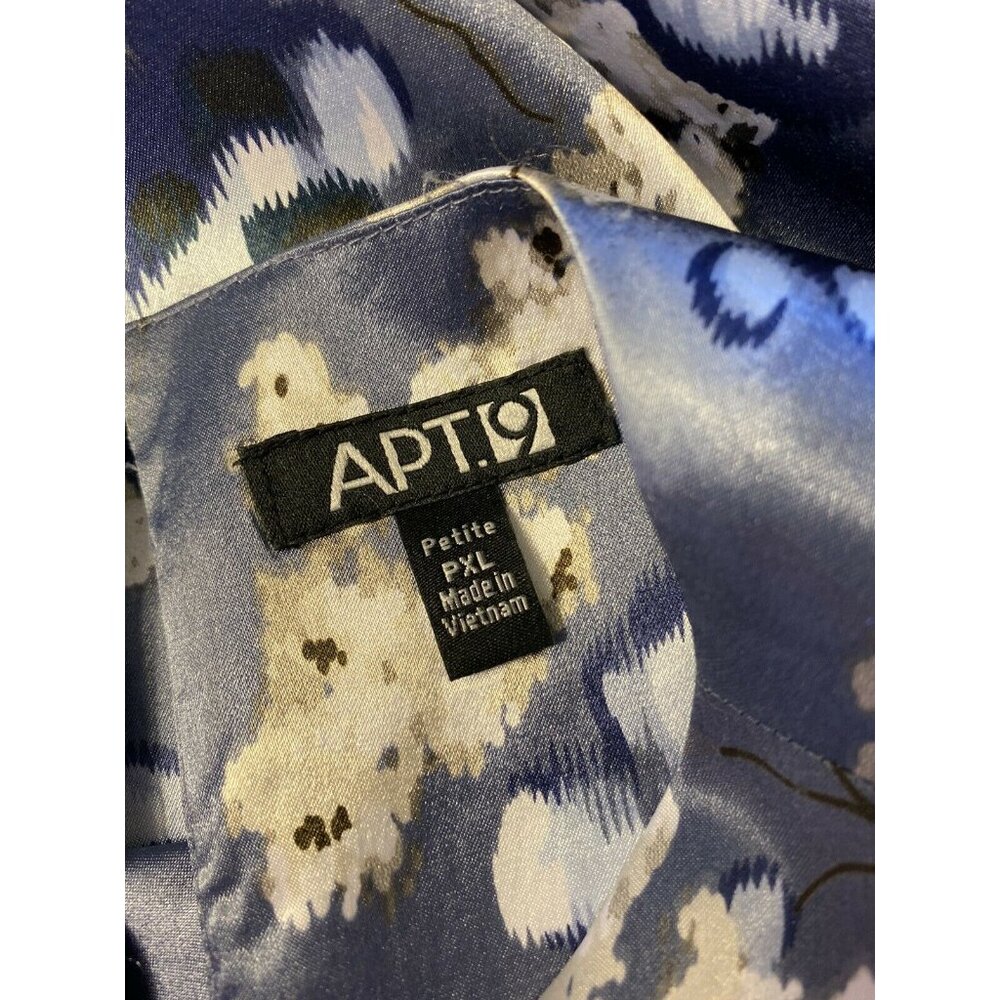 APT 9 Women's PXL sleeveless side tie tank Floral print blue and white polyester - Picture 7 of 11